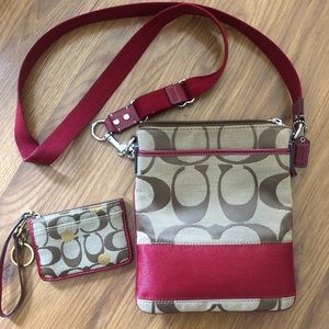 Coach signature crossbody bag & ID case